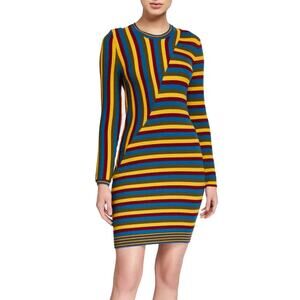 VICTOR GLEMAUD Multicolor Stripe Long Sleeve Dress Size M